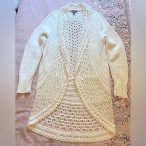 Eddie Bauer|Medium|White Cardigan Sweater